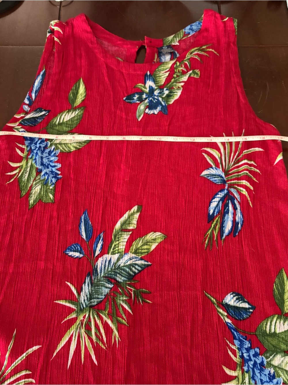 Hibiscus Collection Hawaii Tropical Rayon Dress Red Blue Floral One Size OS - Picture 2 of 7